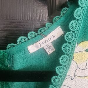 JODIFL Teal Crochet Accent Blouse